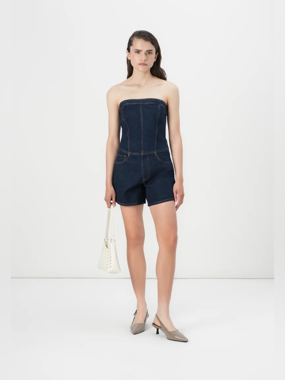 Abercrombie & Fitch NWT Strapless Dark Blue Denim Romper Playsuit
